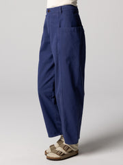 Organic Cotton Barrel Trouser in Navy - Croft
