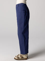 Organic Cotton Barrel Trouser in Navy - Croft
