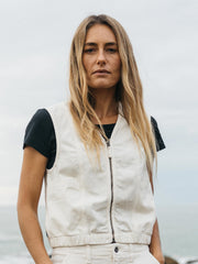 Organic Cotton Gilet in Ecru - Croft