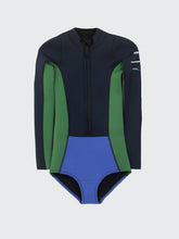 Natural Rubber Yulex Long Sleeve Swimsuit in Navy/Lake/Green - Kaia