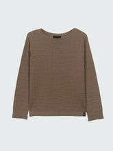 Organic Cotton Textured Knit Jumper in Brown - Travean