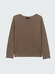 Organic Cotton Textured Knit Jumper in Brown - Travean