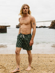Recycled Swim Short in Navy Print - Atlas
