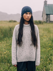 Wool Crew Neck Knit Jumper in Dove Grey - Farne