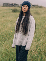 Wool Crew Neck Knit Jumper in Dove Grey - Farne