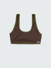 Recycled Scoop Bikini Top in Brown Print - Ailla