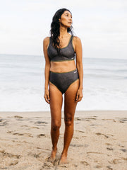 Recycled Scoop Bikini Top in Brown Print - Ailla