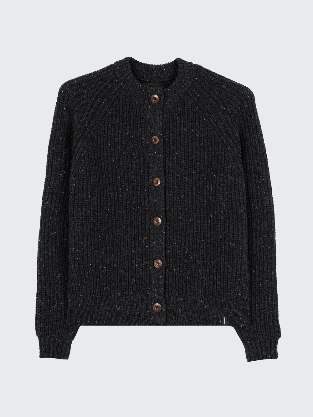 Wool Crew Neck Cardigan in Black - Mora