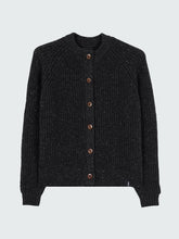 Wool Crew Neck Cardigan in Black - Mora