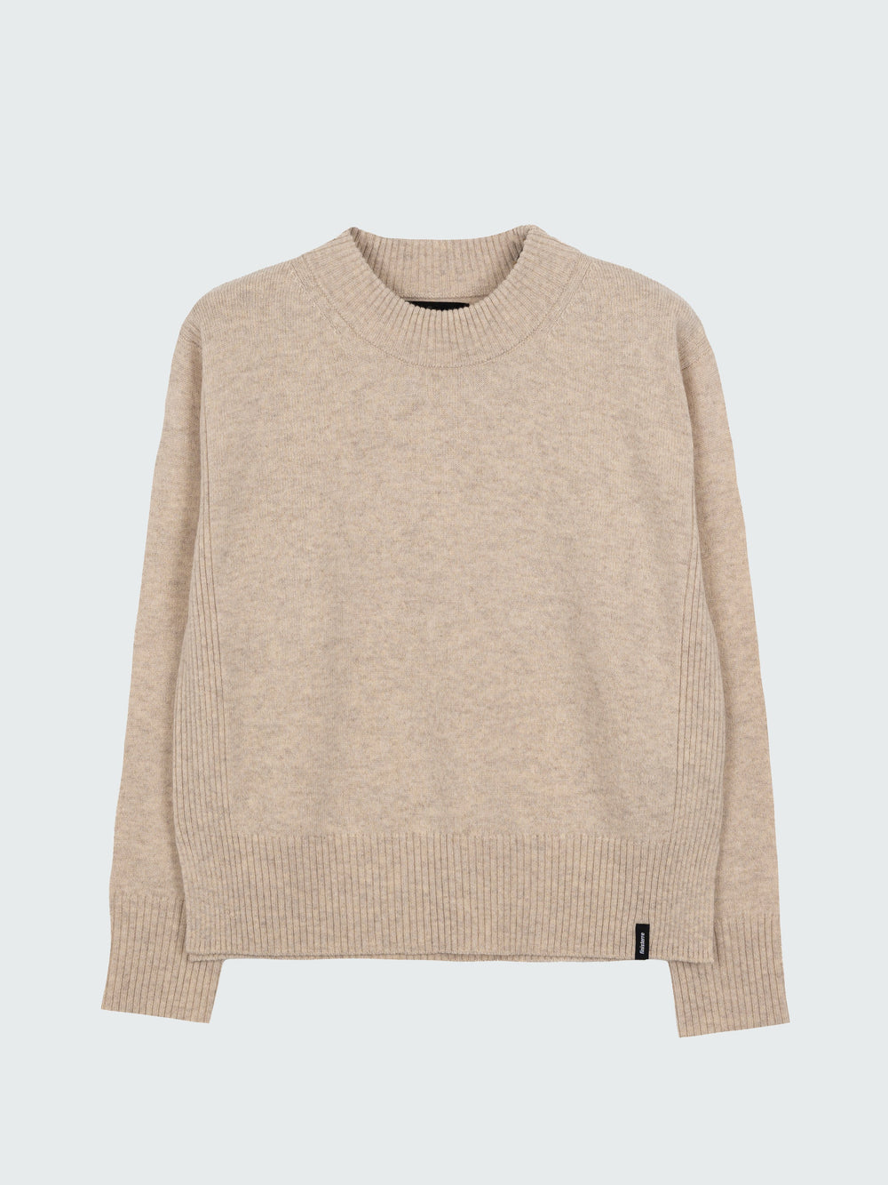 Wool Ribbed Knit Jumper in Oatmeal - Cavan