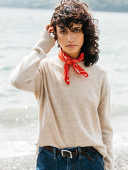 Wool Ribbed Knit Jumper in Oatmeal - Cavan