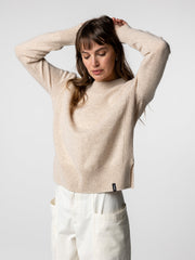 Wool Ribbed Knit Jumper in Oatmeal - Cavan