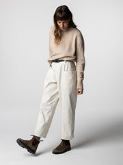 Wool Ribbed Knit Jumper in Oatmeal - Cavan