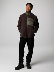 Recycled Fleece Jacket in Brown/Olive - Bolster