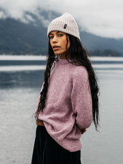 Merino Crew Knit Jumper in Purple - Farne