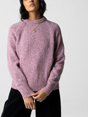 Merino Crew Knit Jumper in Purple - Farne