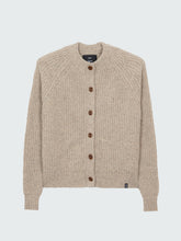 Wool Crew Neck Cardigan in Oatmeal - Mora