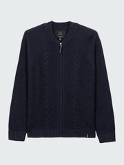 Wool Knit Cardigan in Navy - Polperro