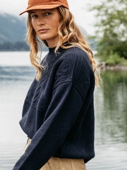 Wool Knit Jumper in Navy - Polperro