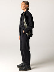 Organic Cotton Flannel Lined Chore Jacket in Black - Yarrel