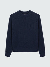 Fisherman Wool Knit Jumper in Navy - Mora
