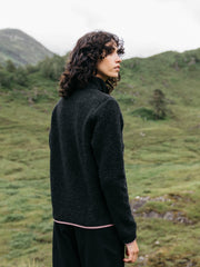 Recycled Wool 1/4 Zip Fleece in Raven Black - Hegen