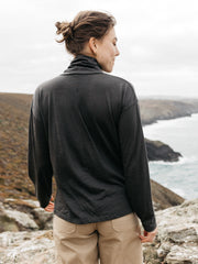 Merino High Neck T-Shirt in Raven - Seeker