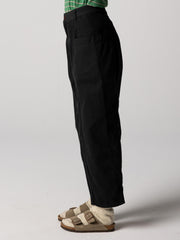Organic Cotton Barrel Trouser in Black - Croft