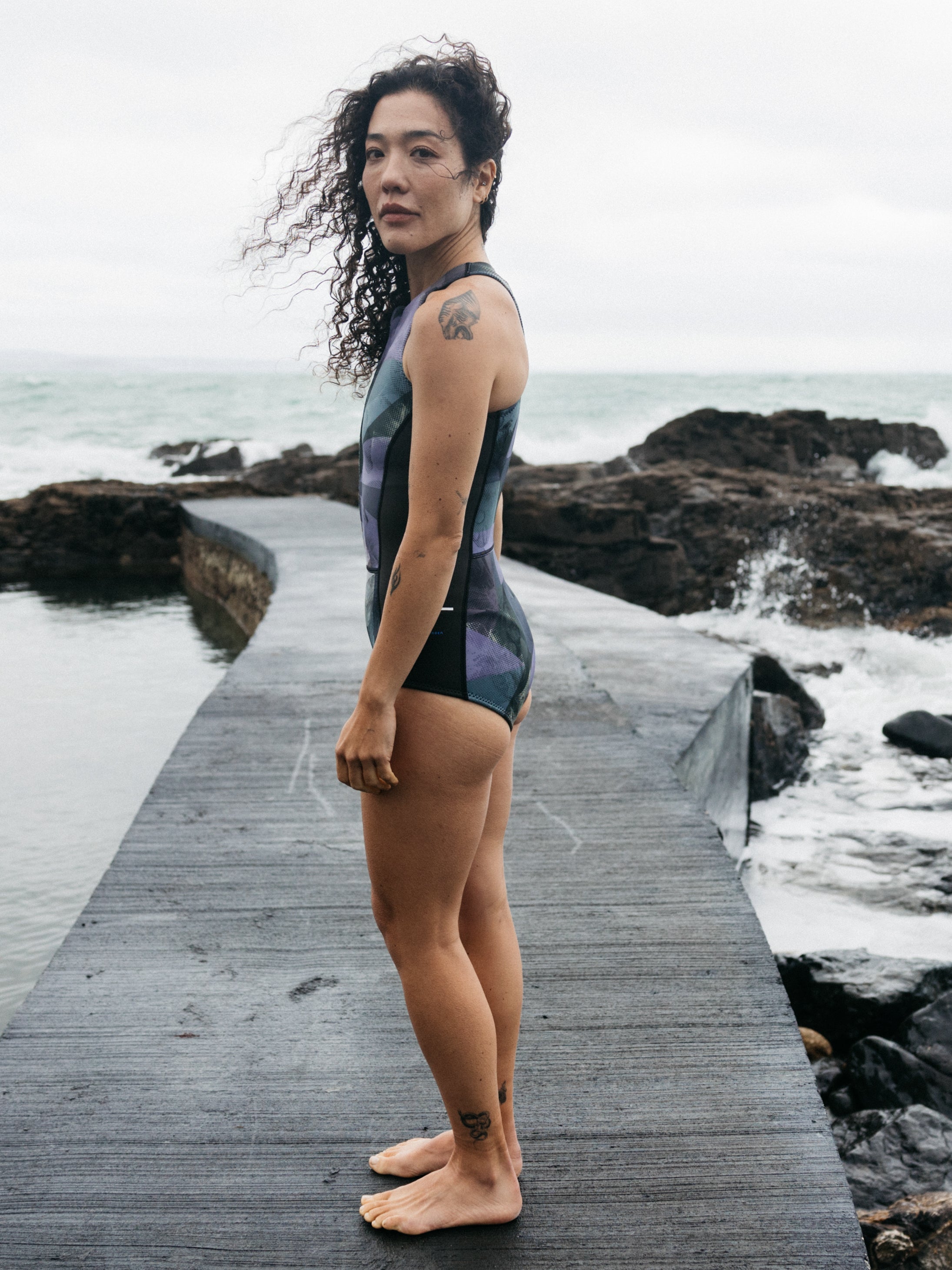 Natural Rubber Swimsuit in Raven Lofi Print - Kaia