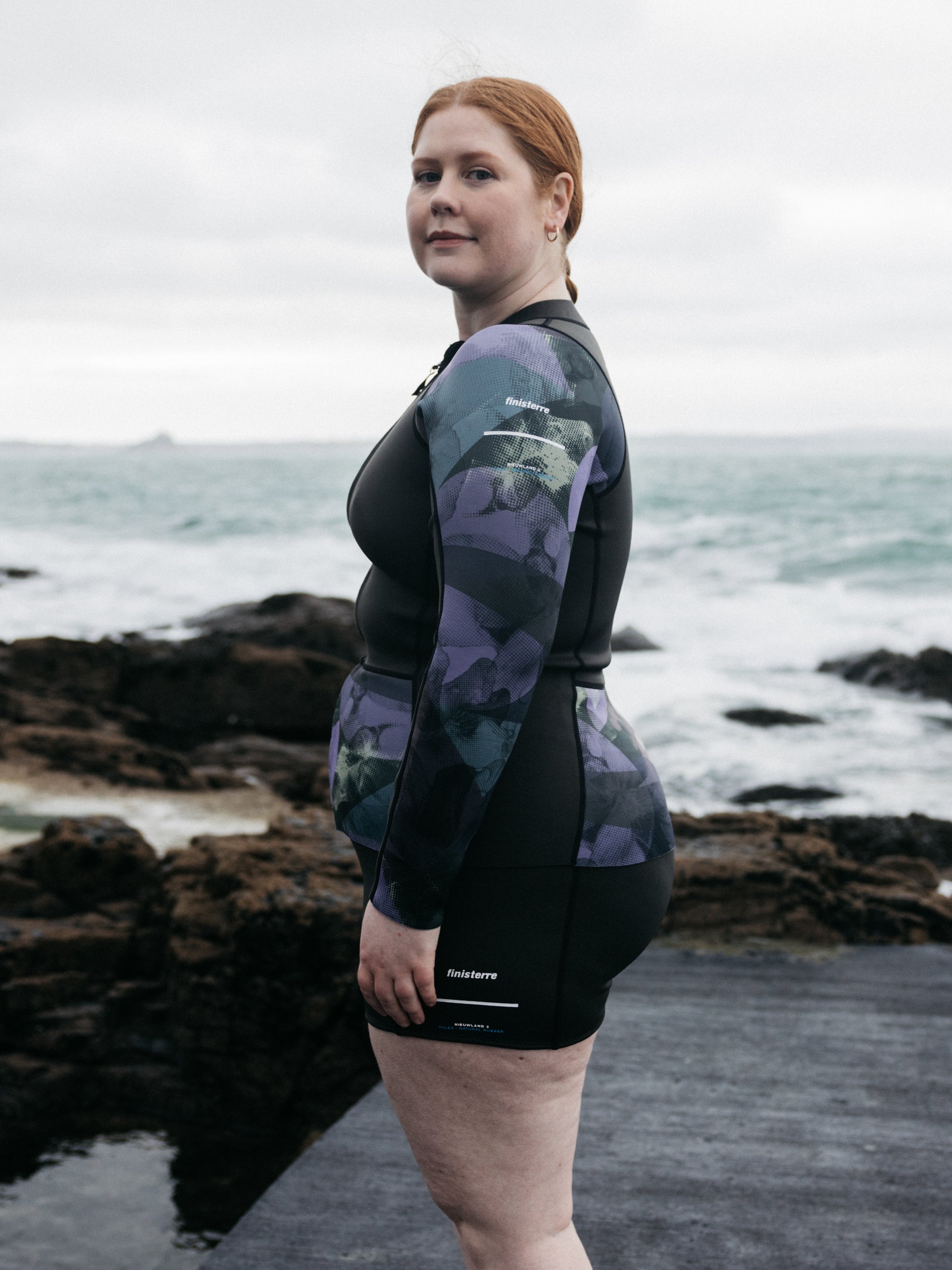 Natural Rubber Long Sleeve Top in Raven Lofi Print - Kaia