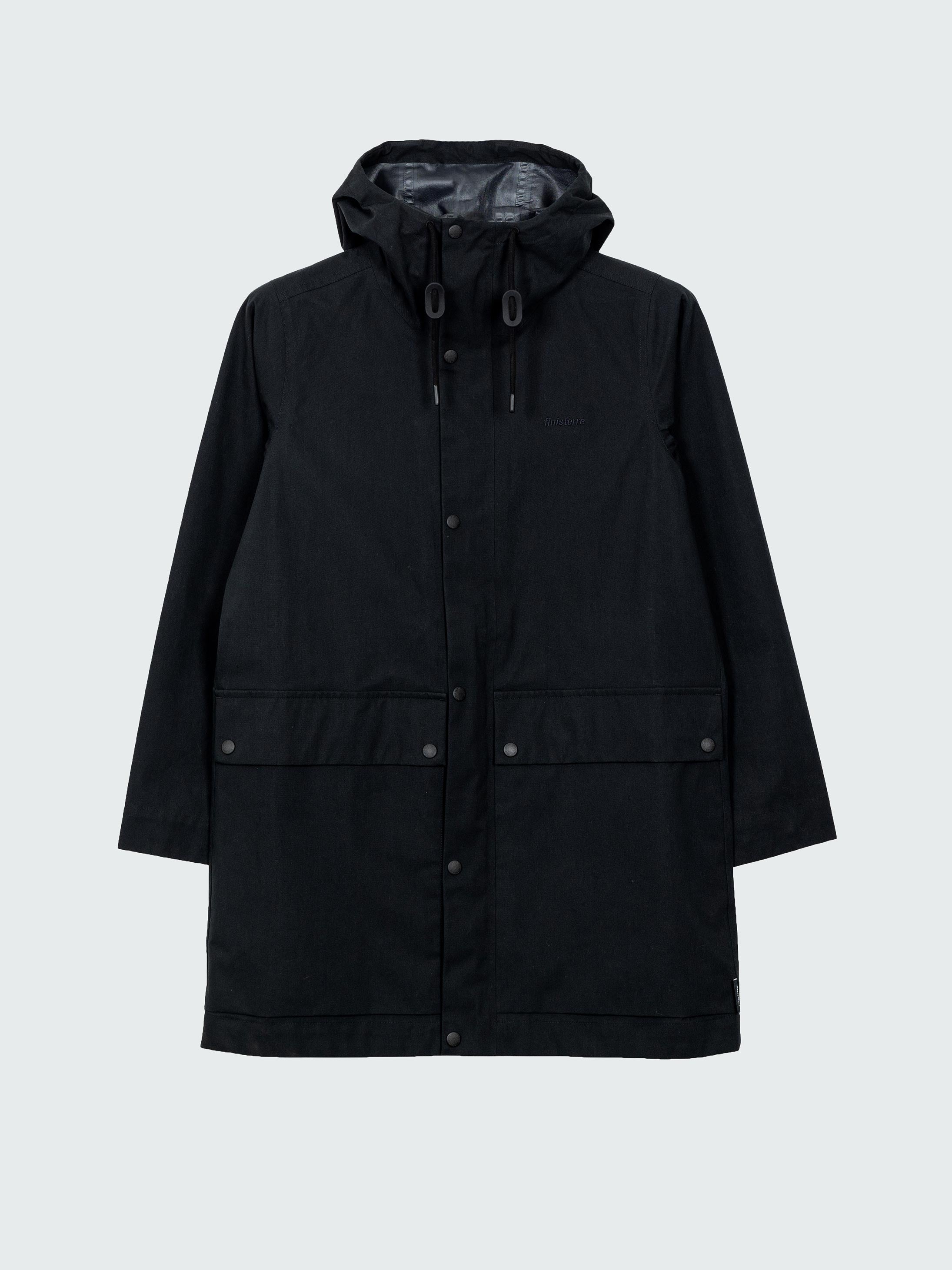 Organic Cotton Waterproof Jacket in Black - Litus