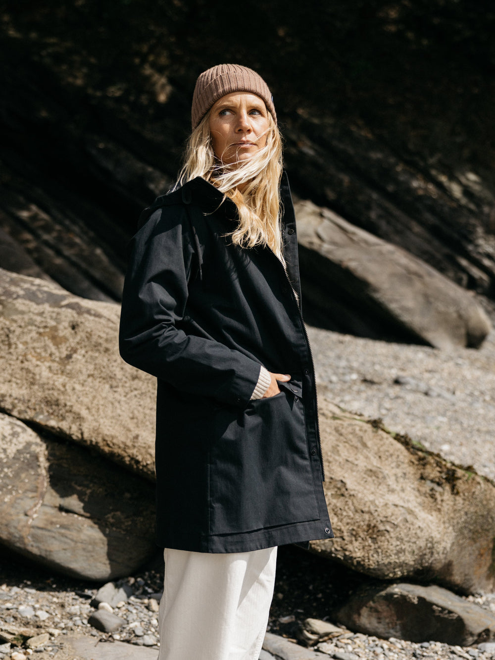 Organic Cotton Waterproof Jacket in Black - Litus