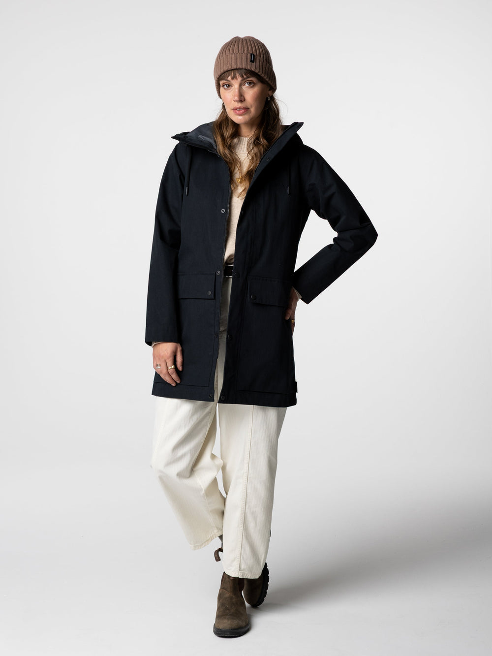 Organic Cotton Waterproof Jacket in Black - Litus
