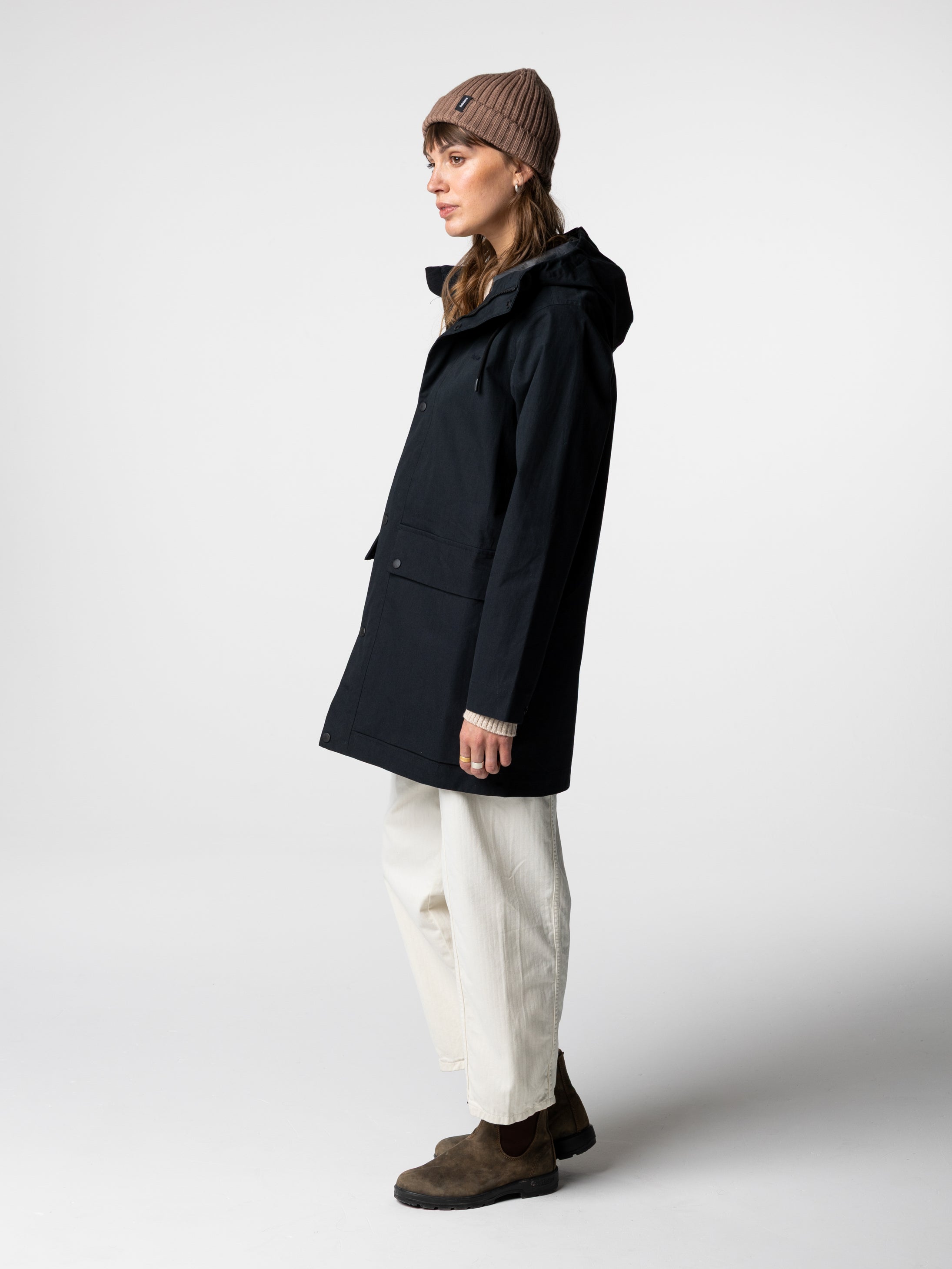 Organic Cotton Waterproof Jacket in Black - Litus