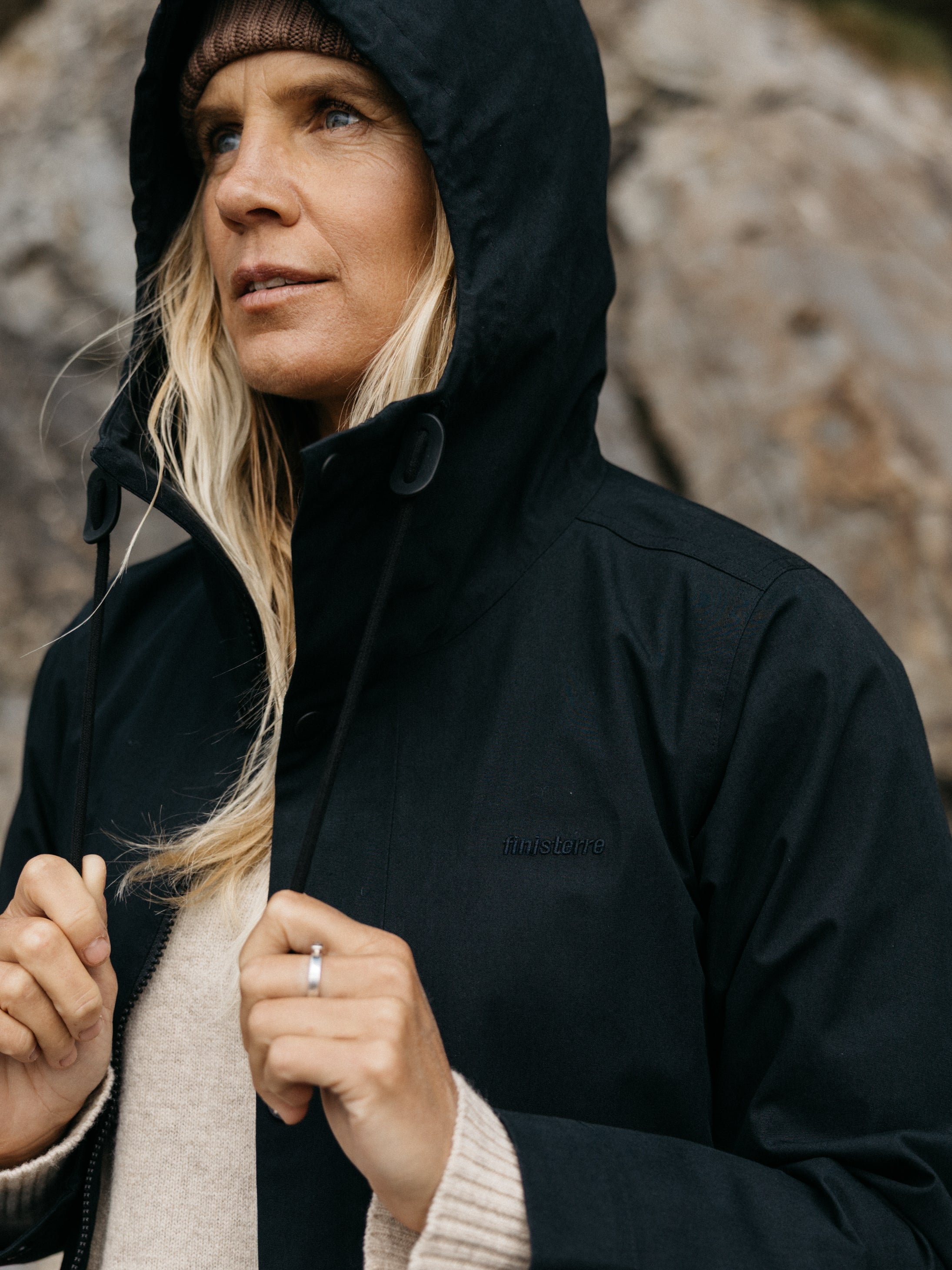 Organic Cotton Waterproof Jacket in Black - Litus