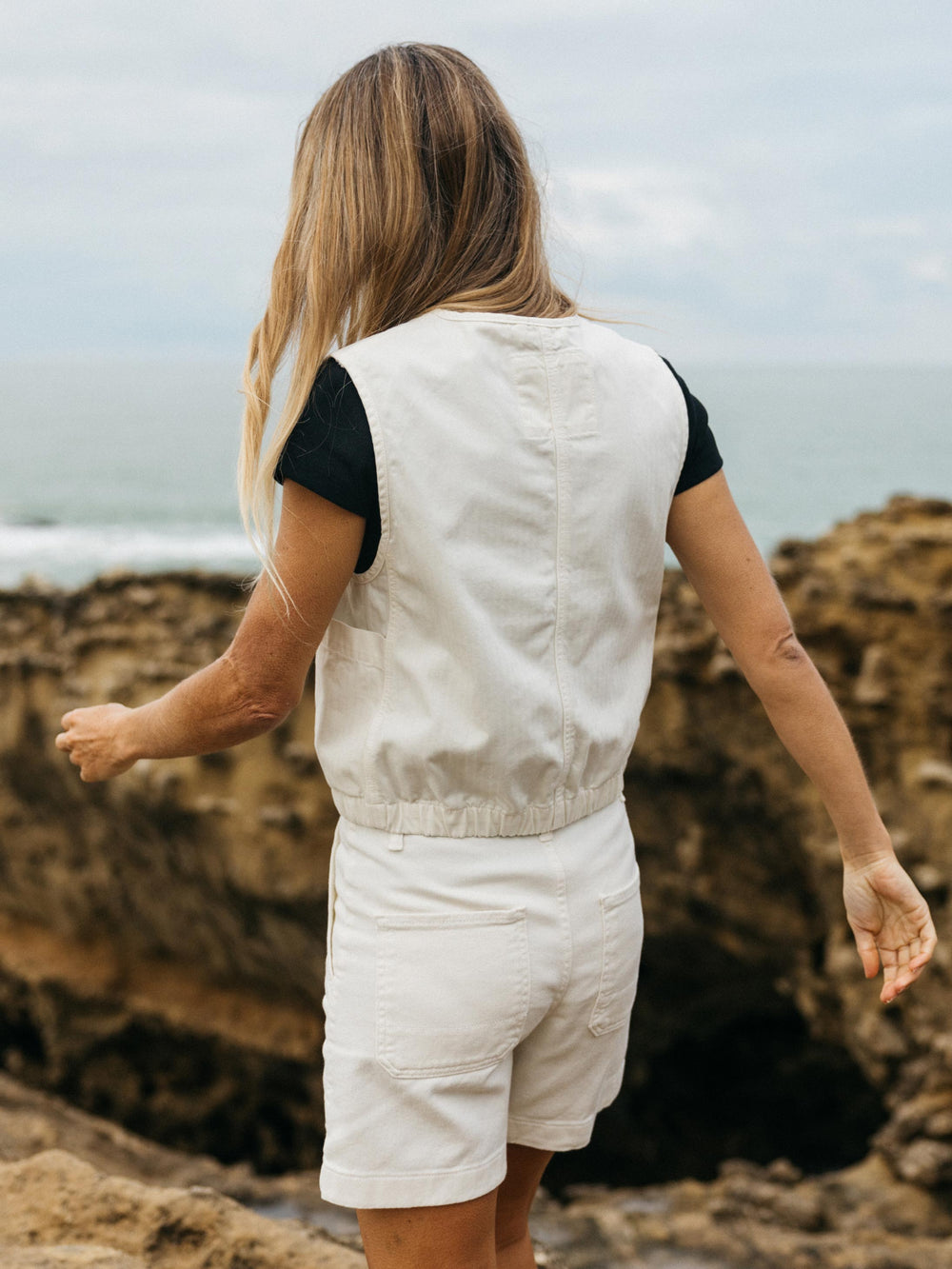 Organic Cotton Gilet in Ecru - Croft