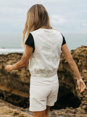 Organic Cotton Gilet in Ecru - Croft