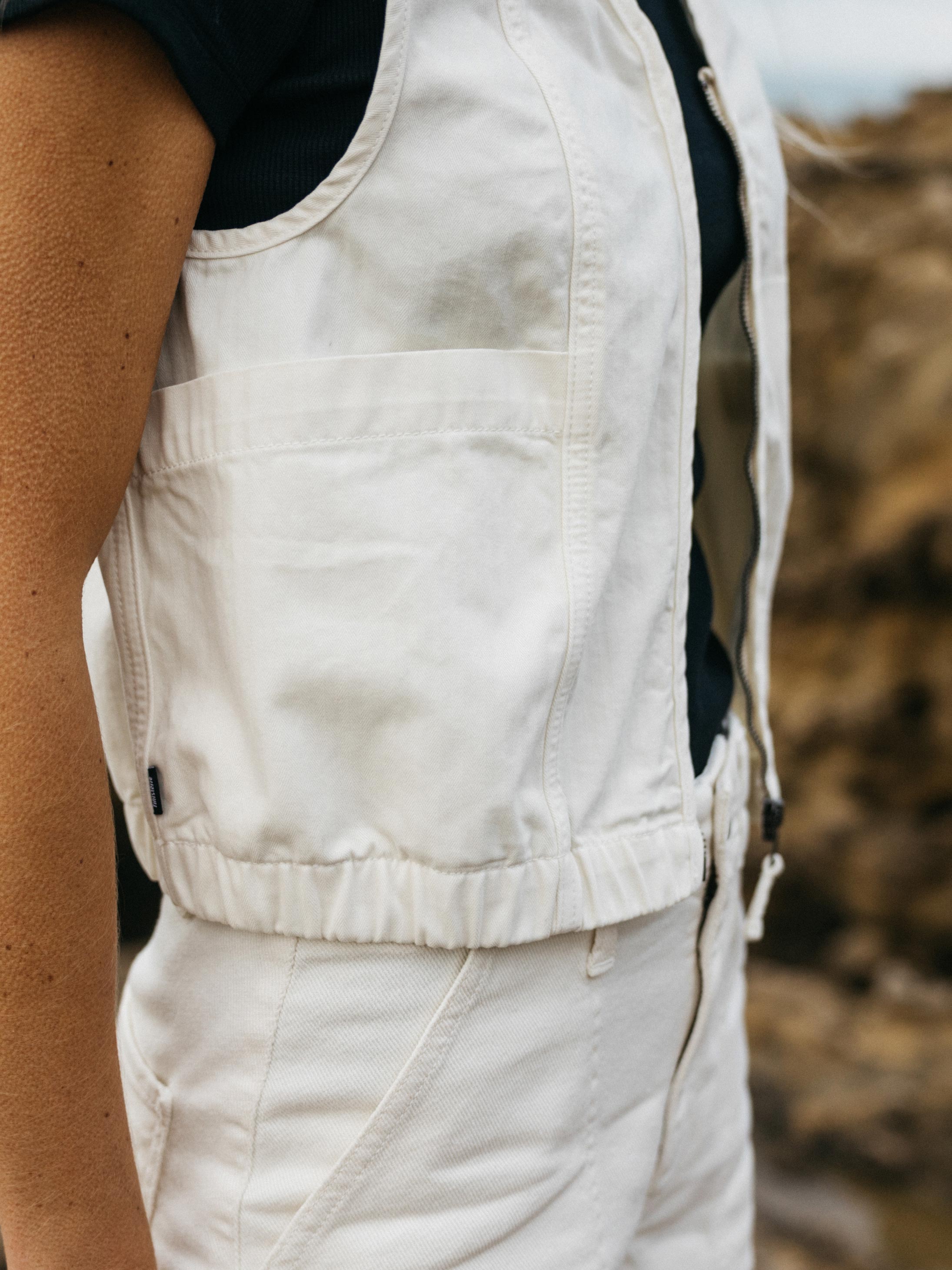 Organic Cotton Gilet in Ecru - Croft