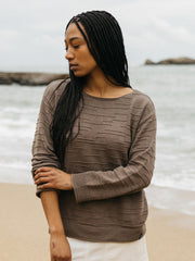 Organic Cotton Textured Knit Jumper in Brown - Travean