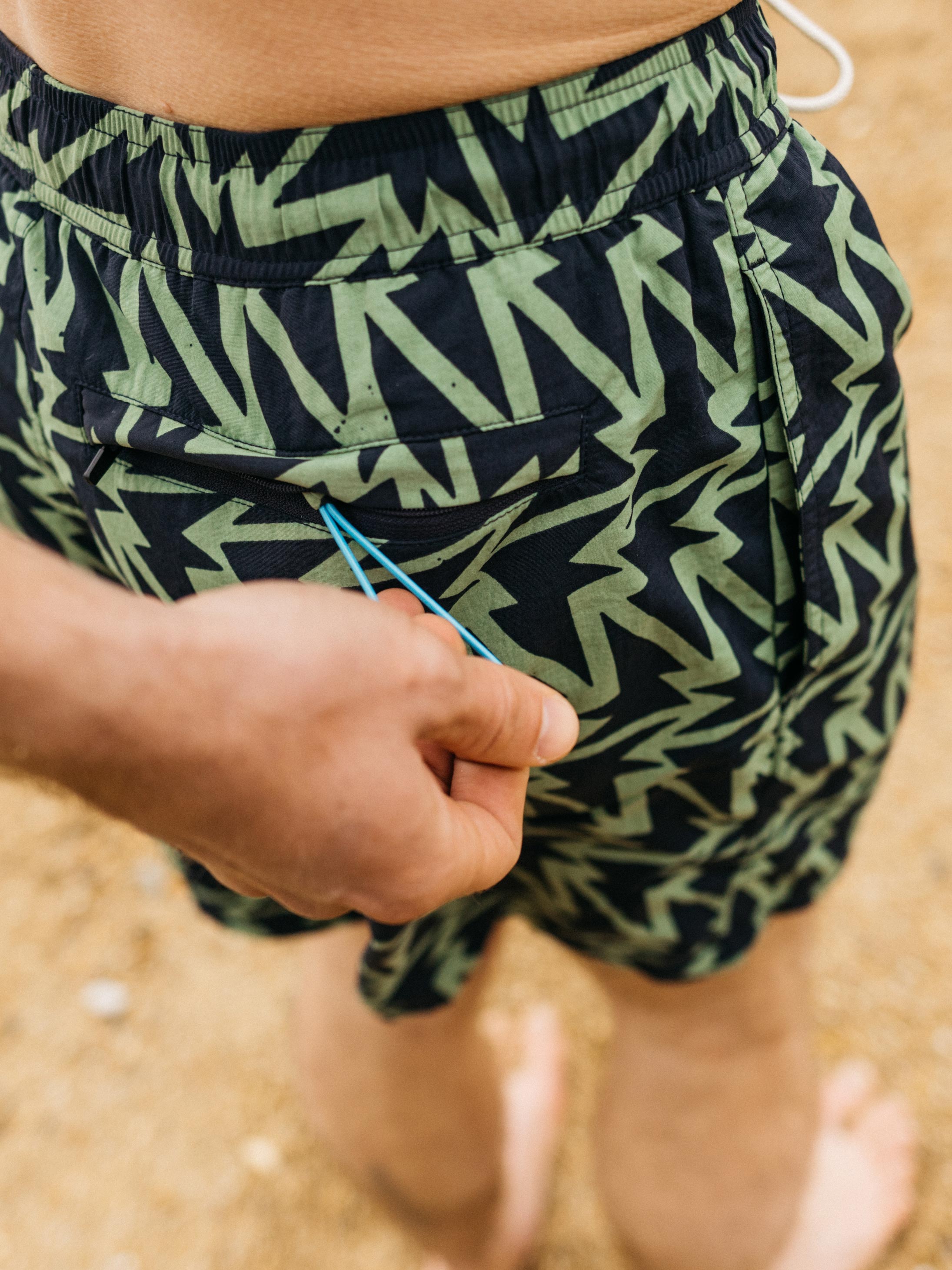 Recycled Swim Short in Navy Print - Atlas