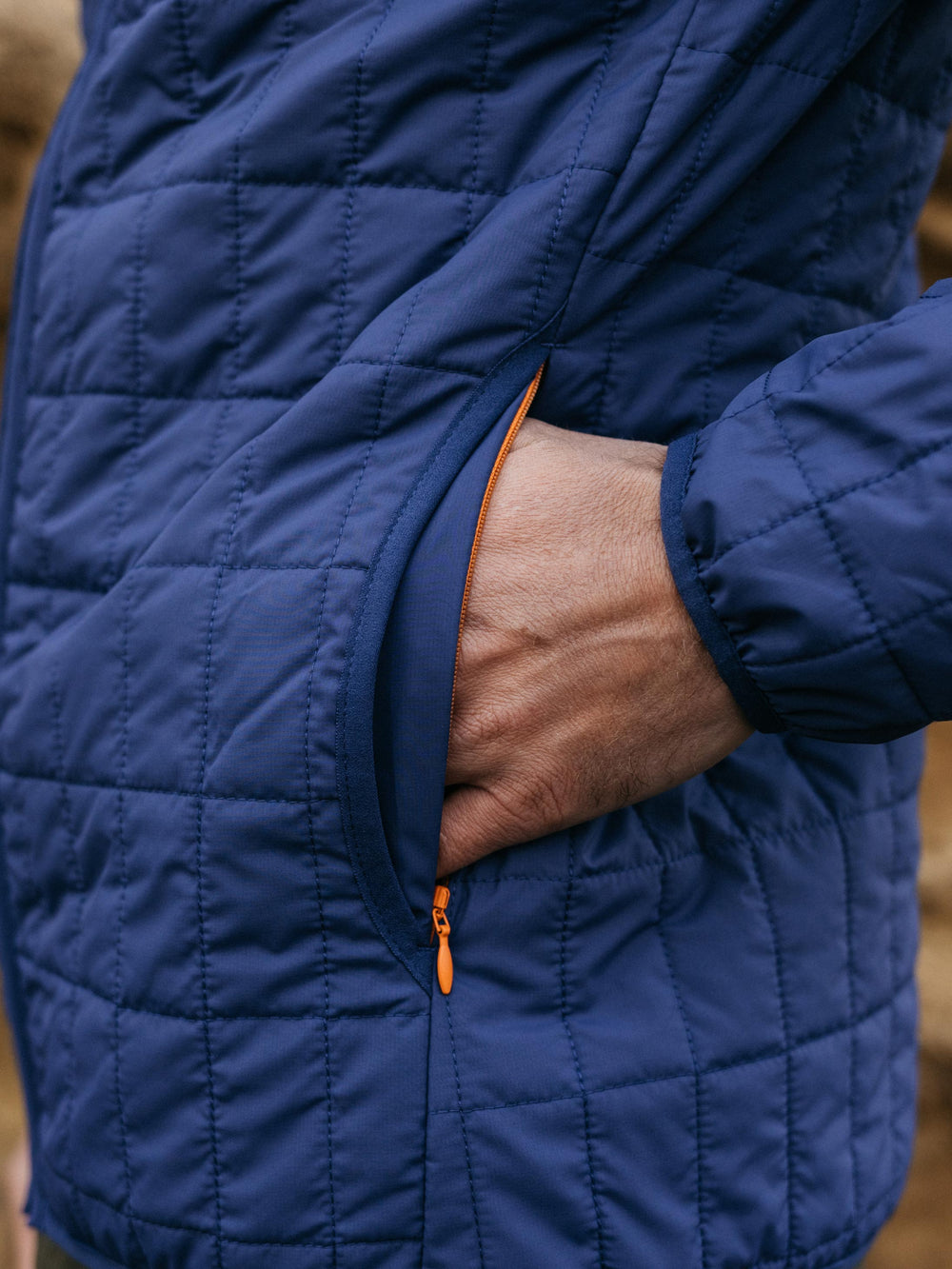 Insulated Hooded Jacket in Navy - Firecrest