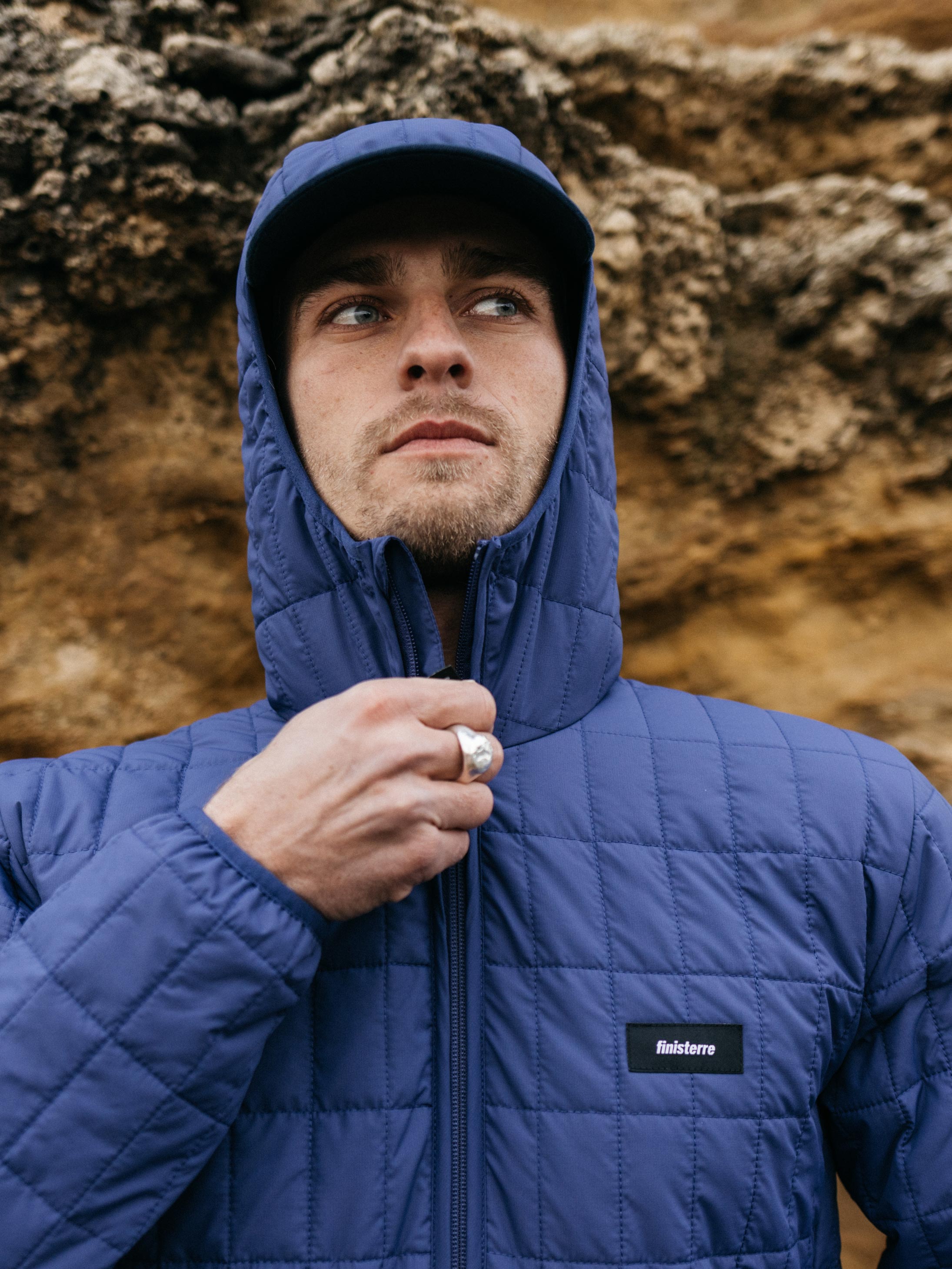 Insulated Hooded Jacket in Navy - Firecrest