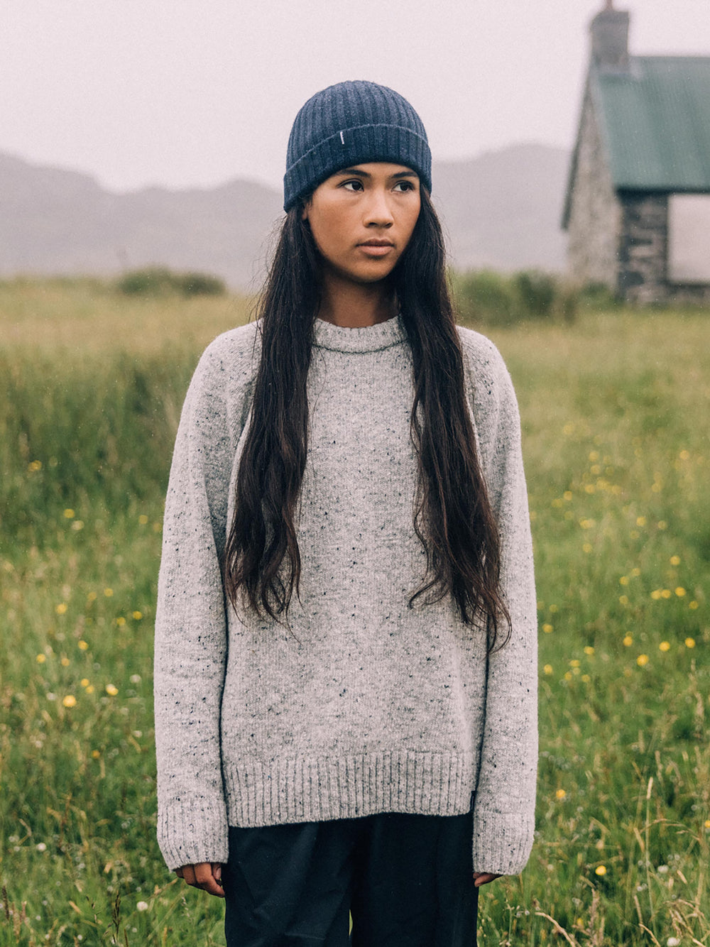 Wool Crew Neck Knit Jumper in Dove Grey - Farne