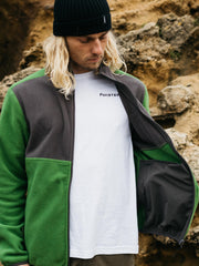 Recycled Zip Fleece in Black/Green - Axiom