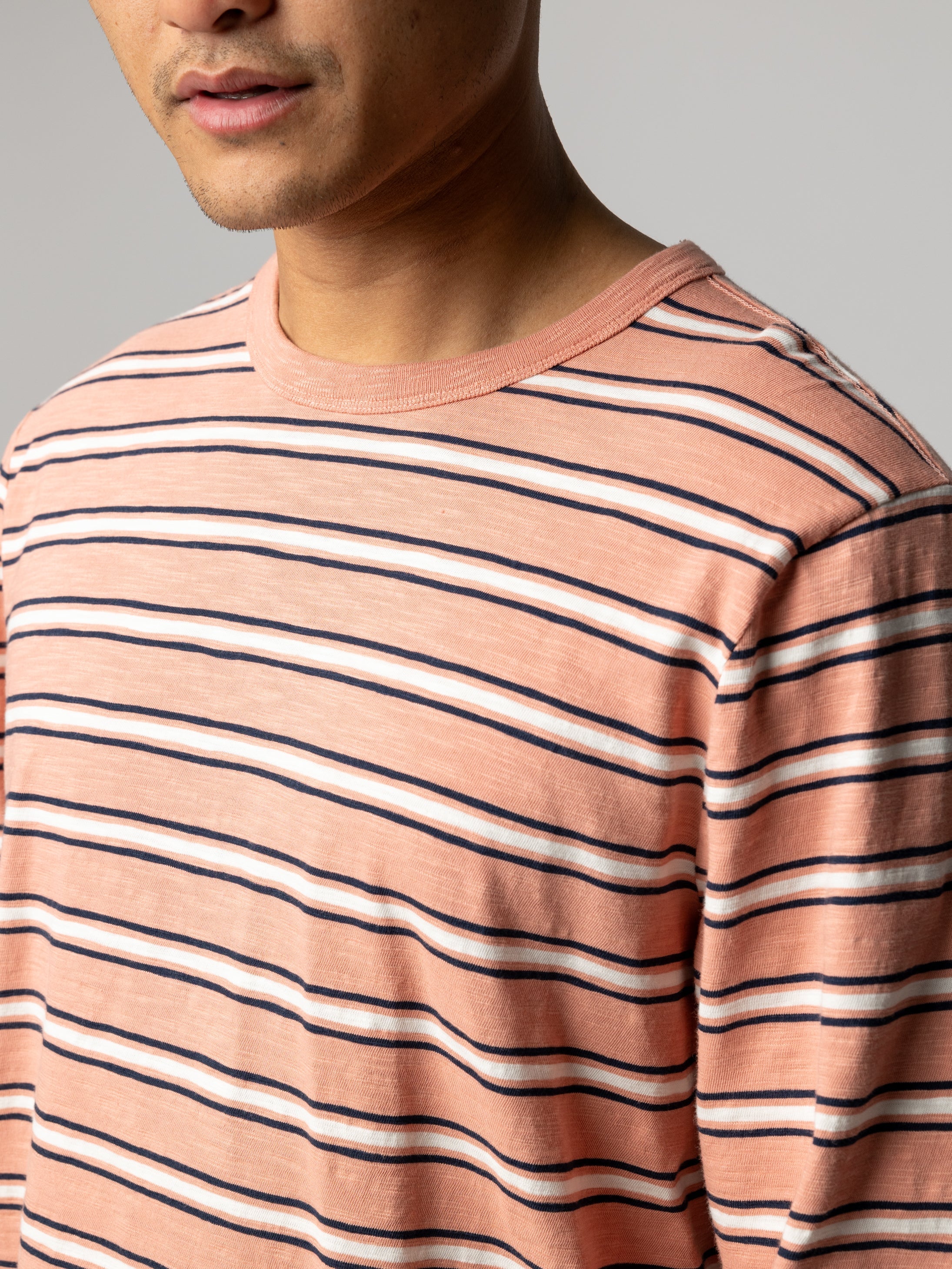 Organic Cotton T-Shirt in Clay Stripe - Channel
