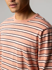 Organic Cotton T-Shirt in Clay Stripe - Channel