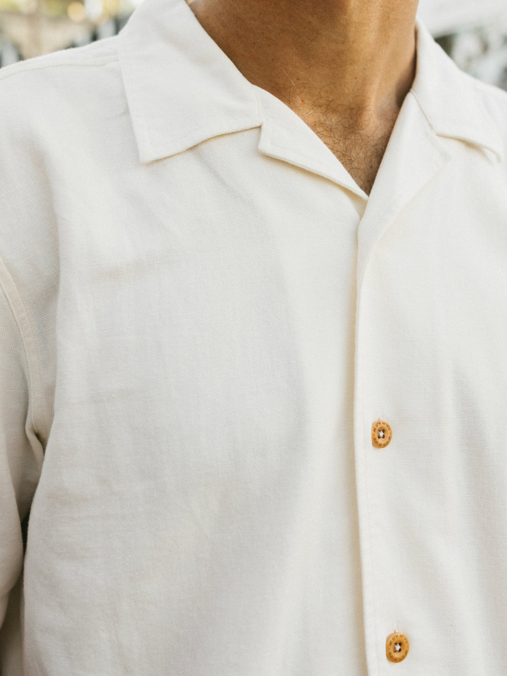 Cotton Short Sleeve Shirt in Ecru - Hendra
