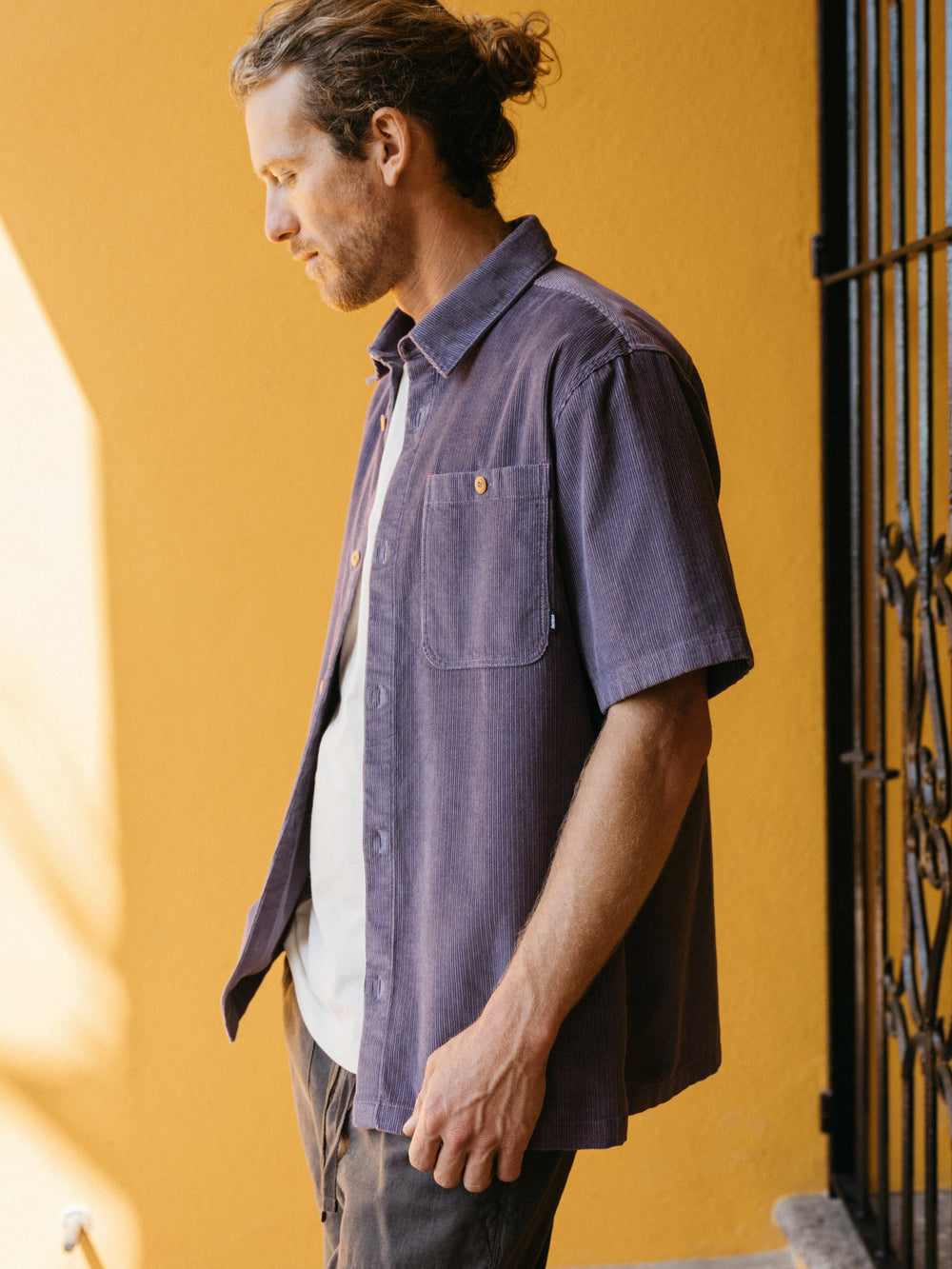 Organic Cotton Cord Shirt in Purple - Jetty