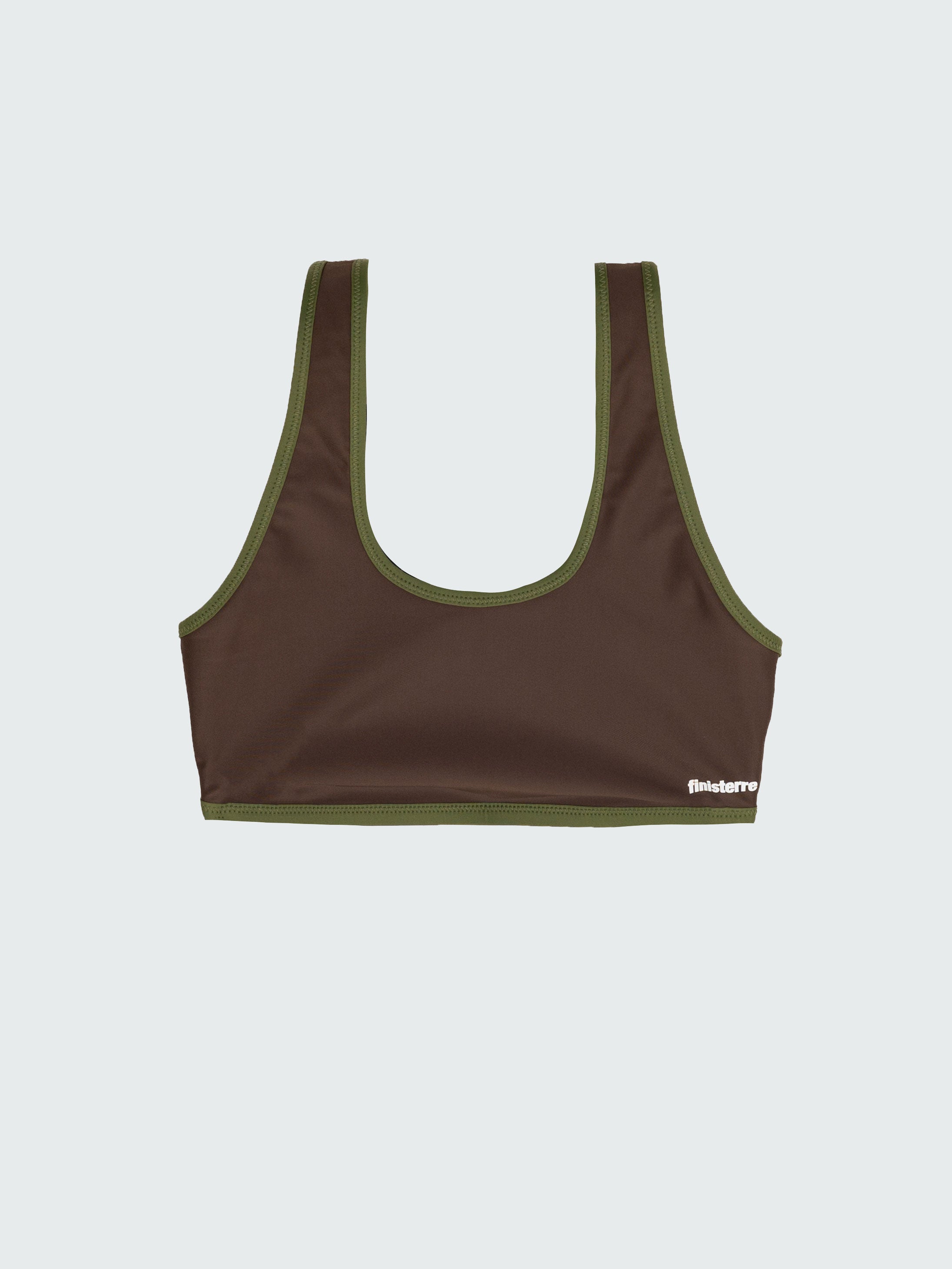 Recycled Scoop Bikini Top in Brown Print - Ailla