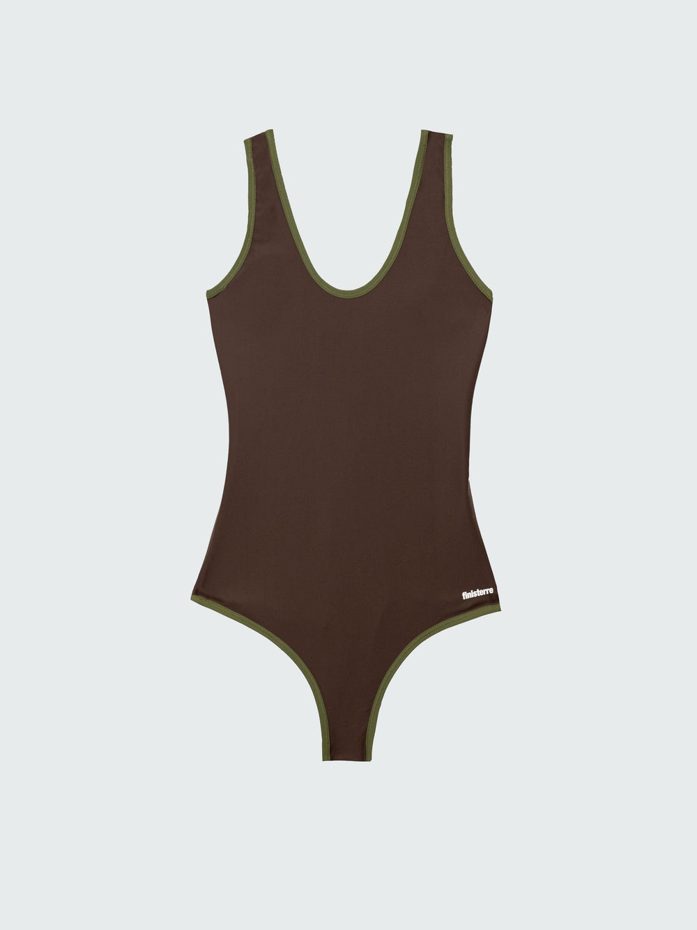 Recycled Scoop Swimsuit Top in Brown Print -Ailla
